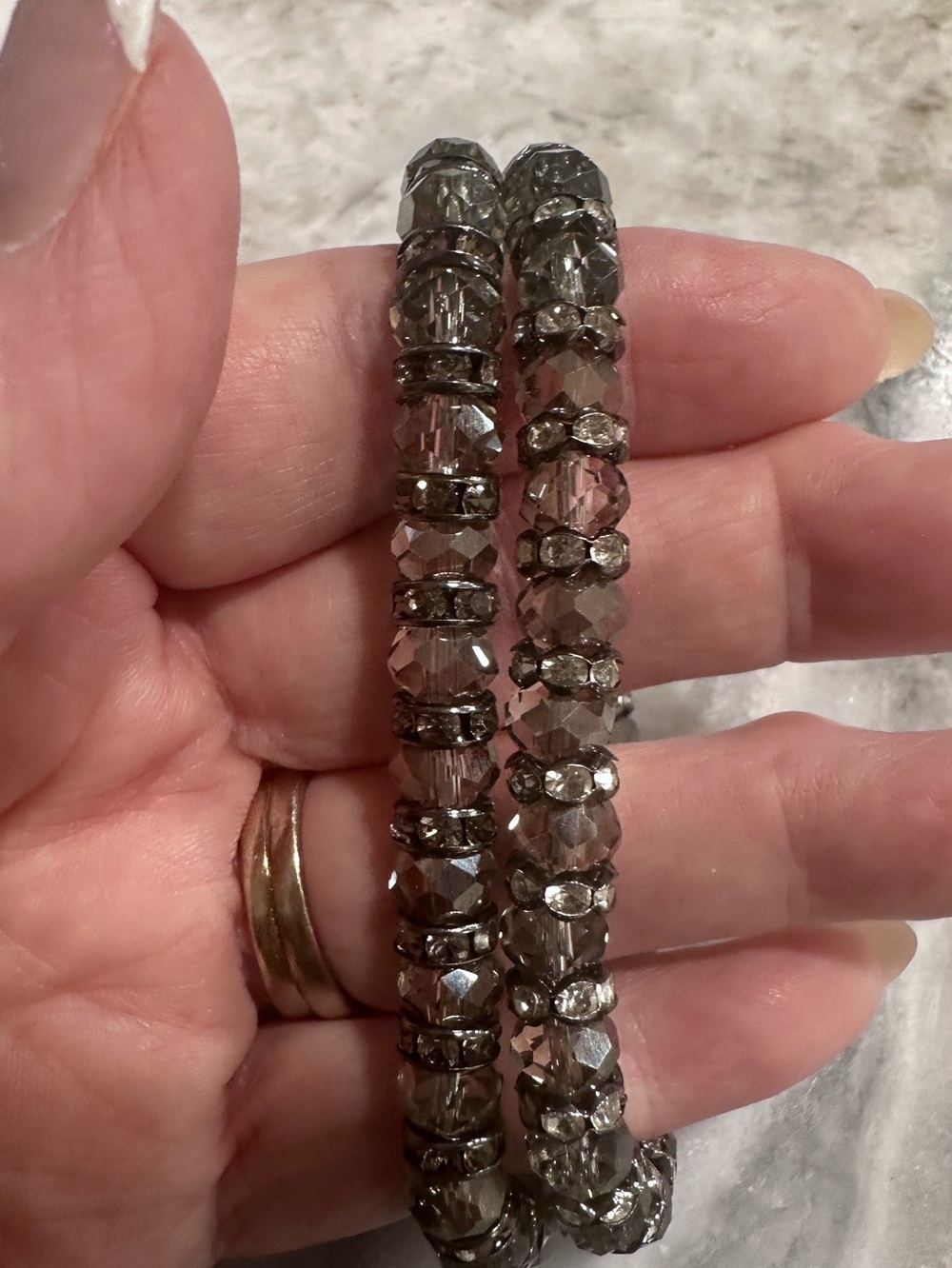 Park Lane Smoky Crystal Stretch Bracelets with Pavé Spacer Beads - Picture 7 of 11